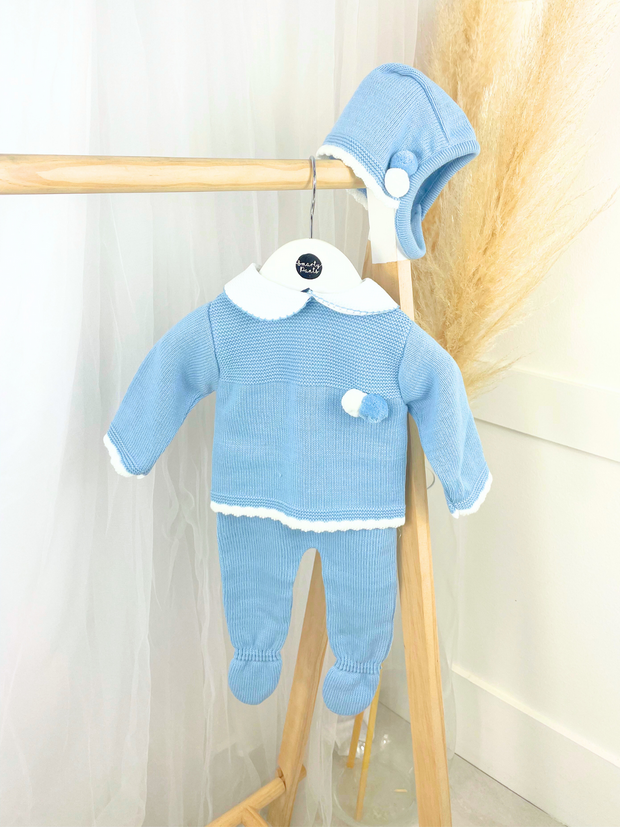 Baby Boy Blue Knitted Outfit Set