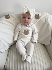 Deolinda Unisex White Bear  Babygrow (0M-9M)