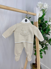Pex Boys 'Daniel' Knitted Outfit Set (0M - 6M) - Natural