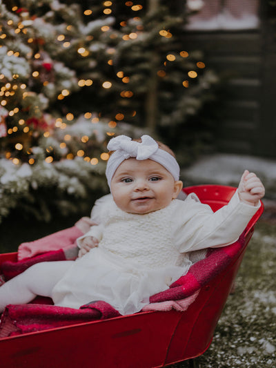 Mintini Baby Girl Ivory Pearl Romper (3M - 12M)