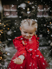 Caramelo Kids Girls Red Tulle Dress with Headband 1Y-6Y