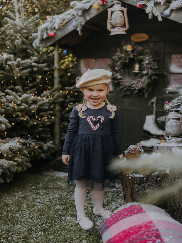 Name It Girls Navy Candy Cane Christmas Dress  (9M- 5Y)