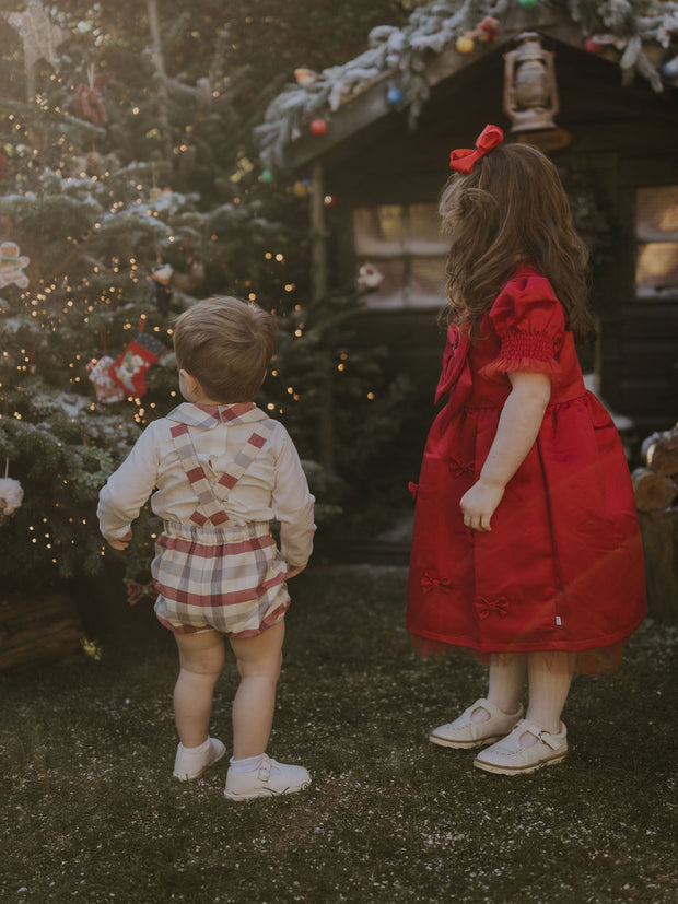 Pex Boys Red Tartan Dungaree Outfit 3M-18M