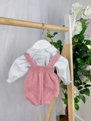 Pex Girls 'Lucinda' Dusky Pink Knitted Romper Set (0M - 12M)