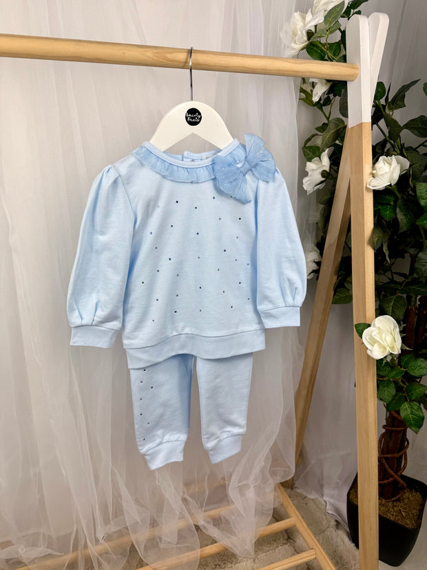 Mintini Girls Blue Diamante Tracksuit (12M - 2Y)