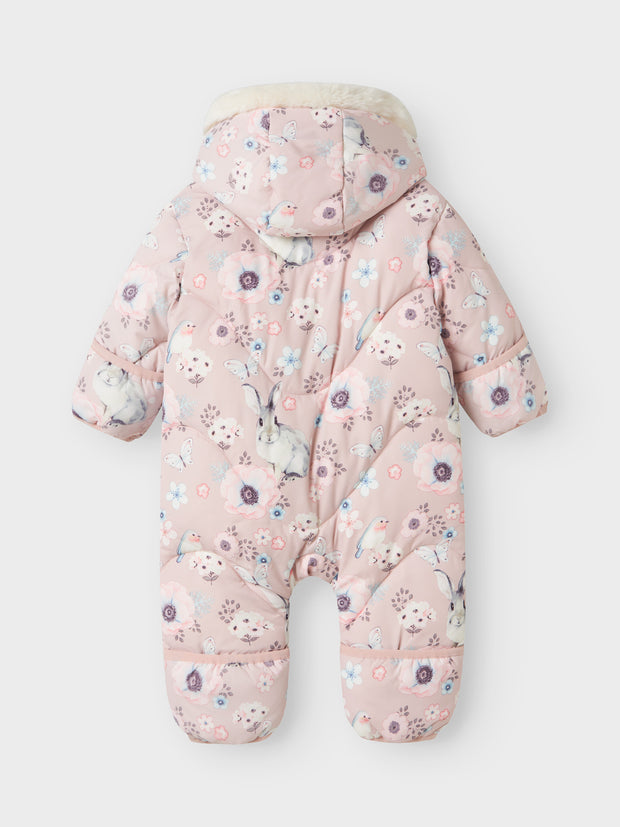 Name It Baby Girl Pink Bunny Pramsuit (0M-12M)