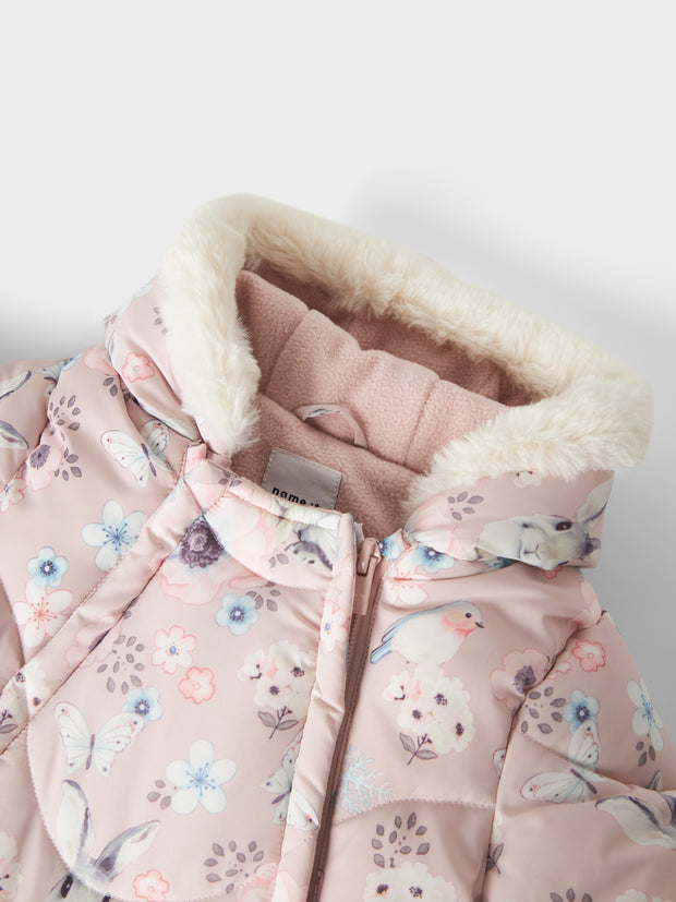 Name It Baby Girl Pink Bunny Pramsuit (0M-12M)