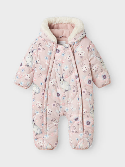 Name It Baby Girl Pink Bunny Pramsuit (0M-12M)