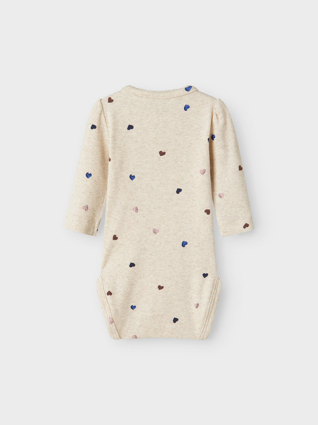 Name It Baby Girl Cream Polka Dot Hearts Outfit Set (1M-18M)