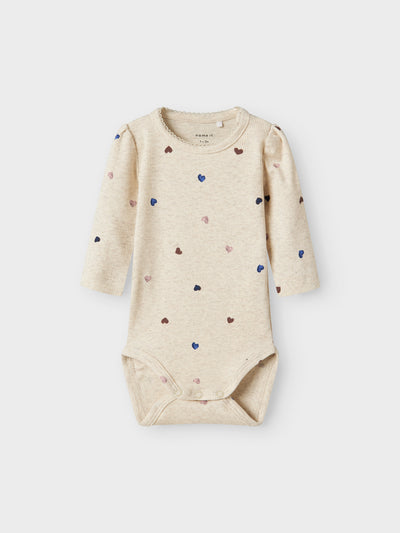 Name It Baby Girl Cream Polka Dot Hearts Outfit Set (1M-18M)