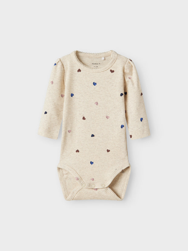 Name It Baby Girl Cream Polka Dot Hearts Outfit Set (1M-18M)