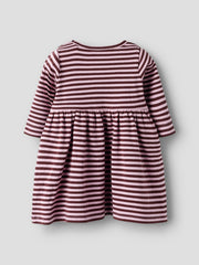Name It Baby Girl Burgandy Striped Dress (0M-18M)