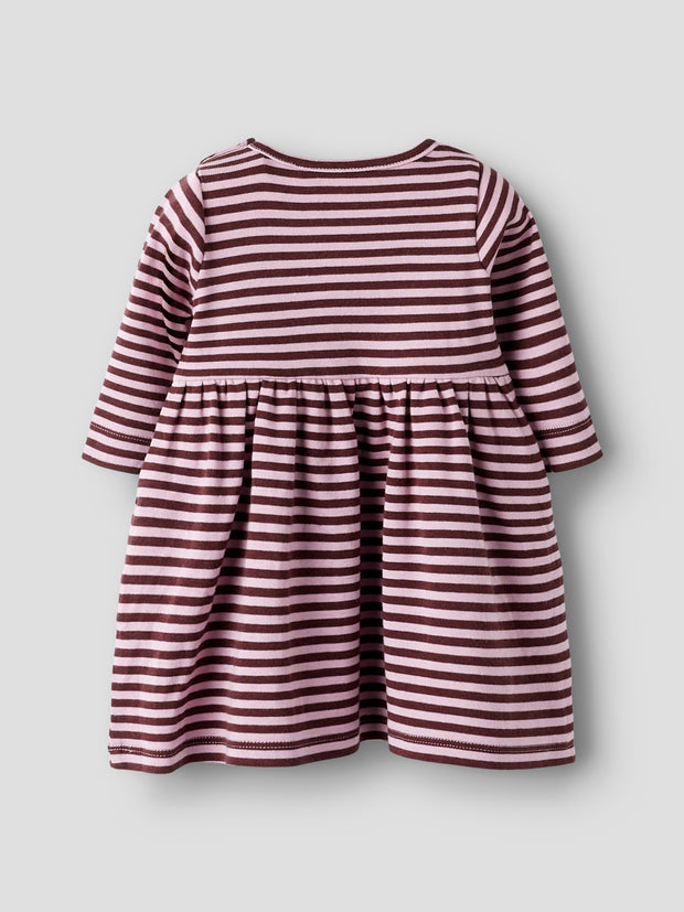 Name It Baby Girl Burgandy Striped Dress (0M-18M)