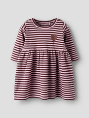 Name It Baby Girl Burgandy Striped Dress (0M-18M)