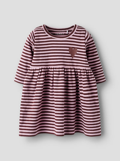 Name It Baby Girl Burgandy Striped Dress (0M-18M)