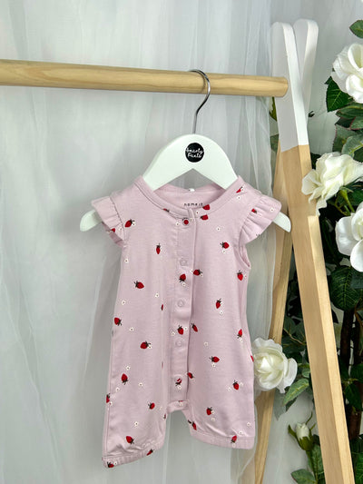 Name It Baby Girl Lilac Strawberry Romper