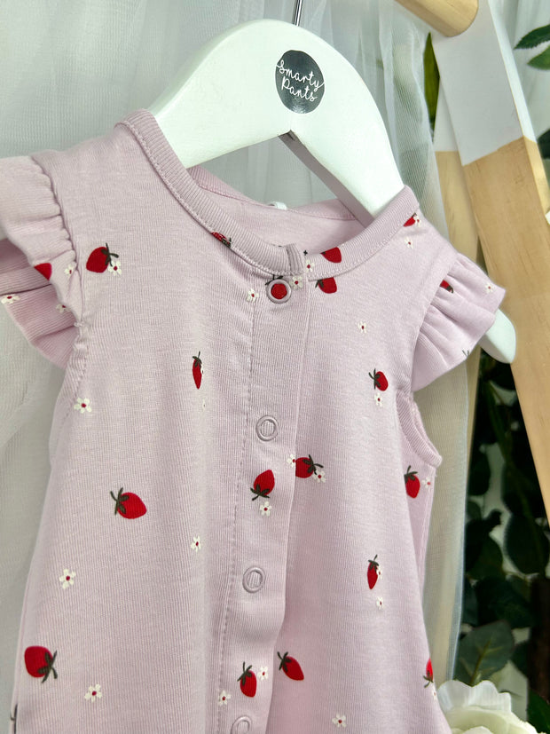 Name It Baby Girl Lilac Strawberry Romper
