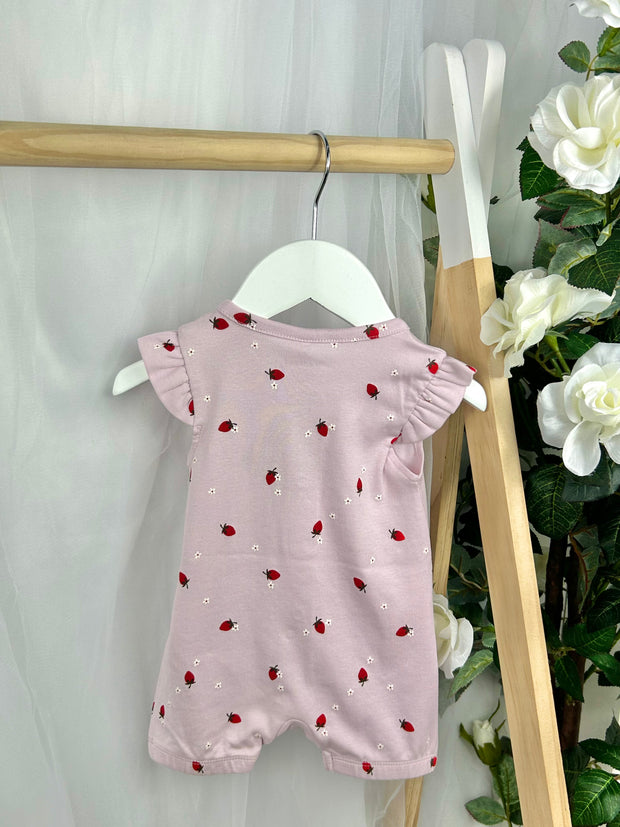 Name It Baby Girl Lilac Strawberry Romper