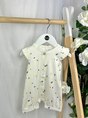Name It Baby Girl White Lemon Cotton Romper