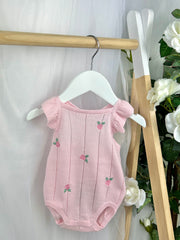 Name It Baby Girl Organic Cotton Rosebud Romper