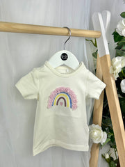 Name It Baby Girl White T-Shirt With Rainbow