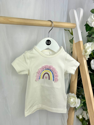Name It Baby Girl White T-Shirt With Rainbow