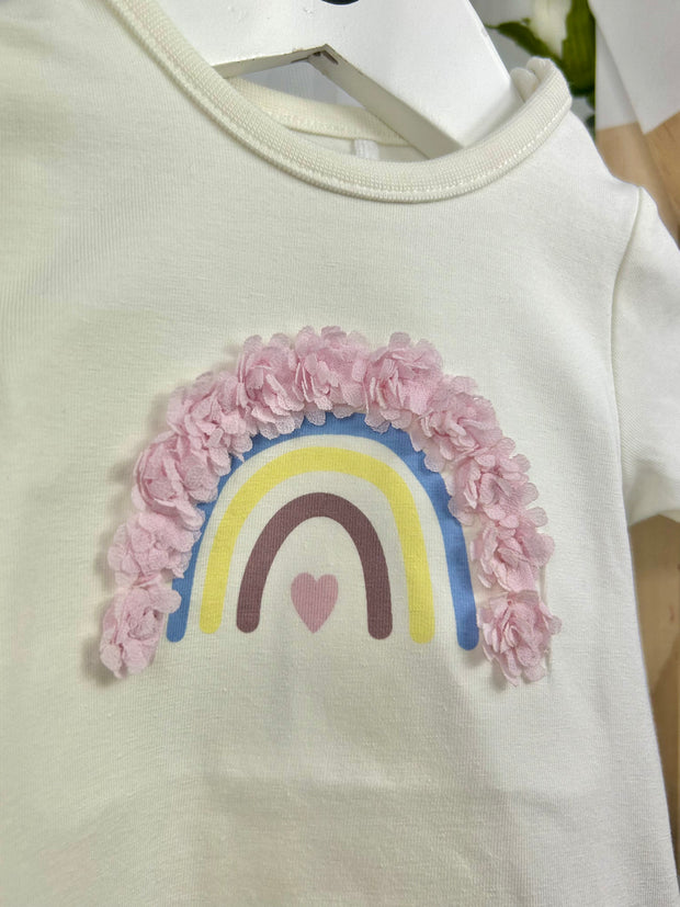 Name It Baby Girl White T-Shirt With Rainbow