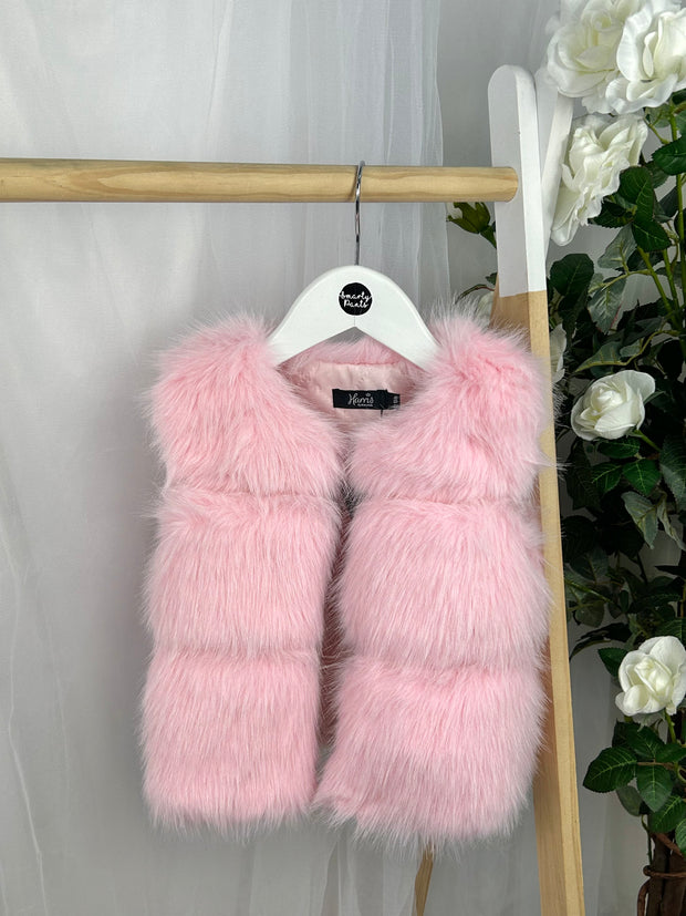 Girls 'Alora' Faux Fur Gilet (12M - 8Y) - Pink