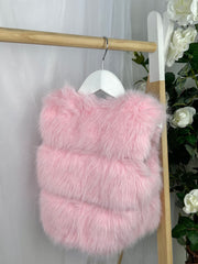 Girls 'Alora' Faux Fur Gilet (12M - 8Y) - Pink