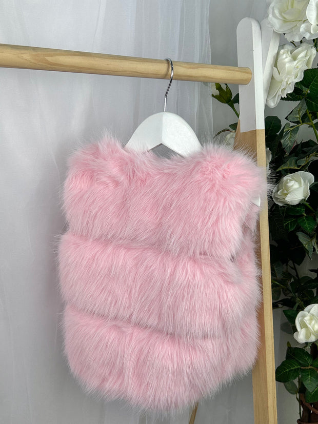 Girls 'Alora' Faux Fur Gilet (12M - 8Y) - Pink