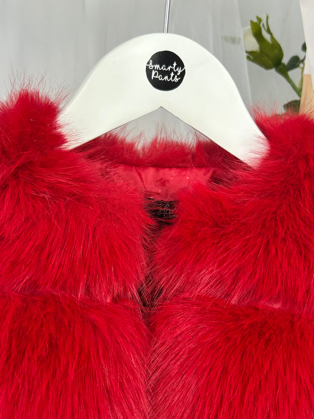 Girls 'Alora' Faux Fur Gilet (12M - 8Y) - Red