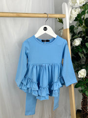 Girls 'Mae' Frilly Legging Set (18M - 8Y) - Blue