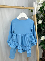 Girls 'Mae' Frilly Legging Set (18M - 8Y) - Blue