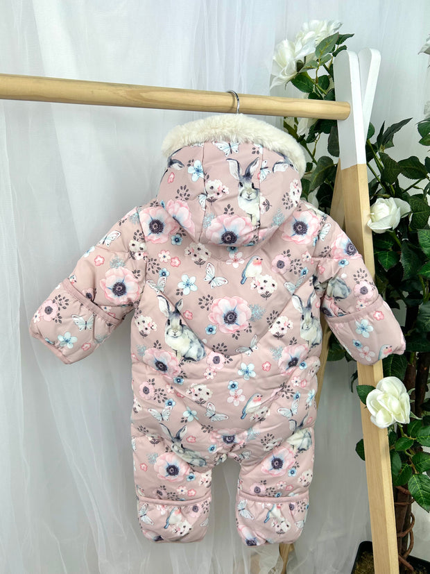 Name It Baby Girl Pink Bunny Pramsuit (0M-12M)