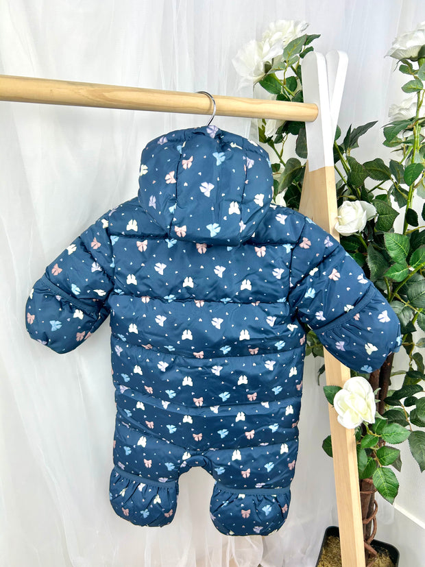 Name It Baby Girl Navy Bow Pramsuit (0M-12M)