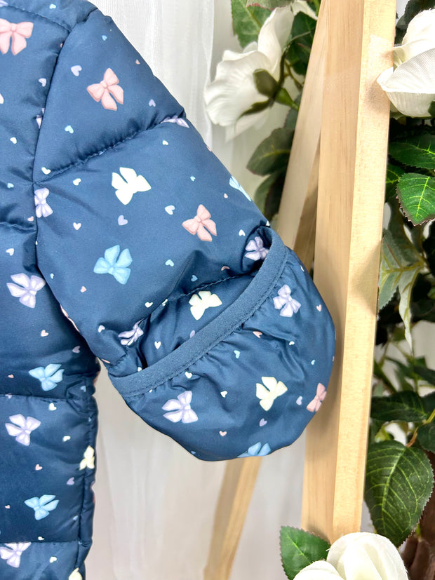 Name It Baby Girl Navy Bow Pramsuit (0M-12M)