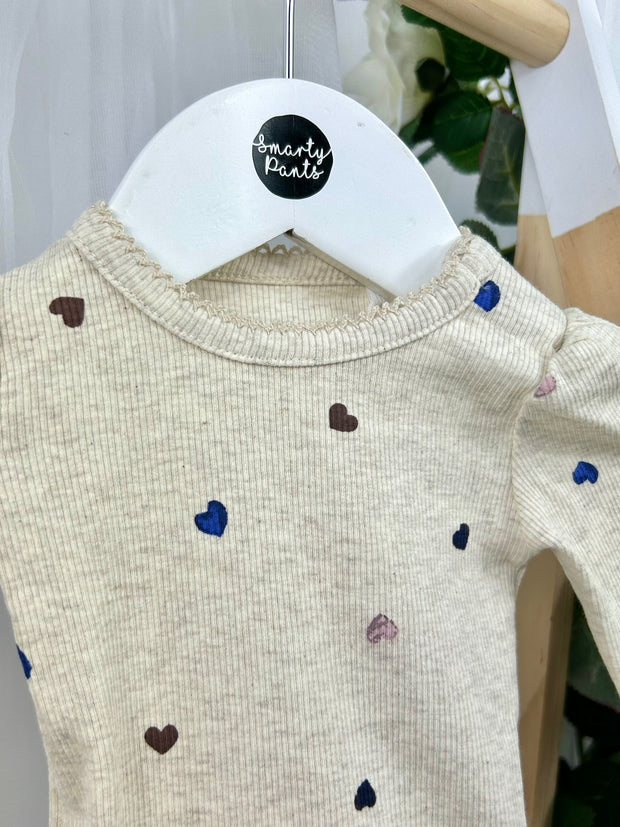 Name It Baby Girl Cream Polka Dot Hearts Outfit Set (1M-18M)