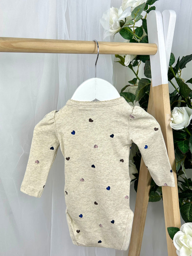 Name It Baby Girl Cream Polka Dot Hearts Outfit Set (1M-18M)