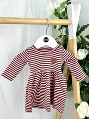 Name It Baby Girl Burgandy Striped Dress (0M-18M)