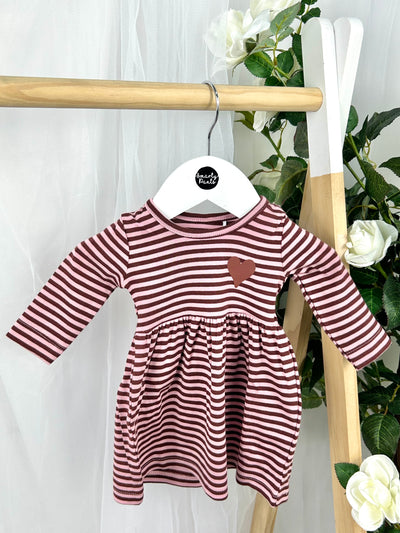 Name It Baby Girl Burgandy Striped Dress (0M-18M)