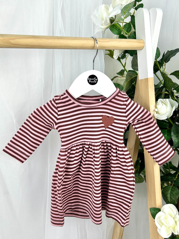 Name It Baby Girl Burgandy Striped Dress (0M-18M)