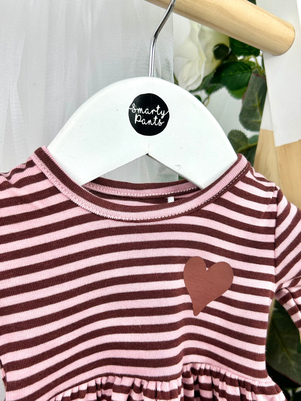 Name It Baby Girl Burgandy Striped Dress (0M-18M)