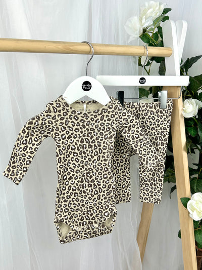 Name It Baby Girl Beige Animal Print Outfit Set (1M-18M)