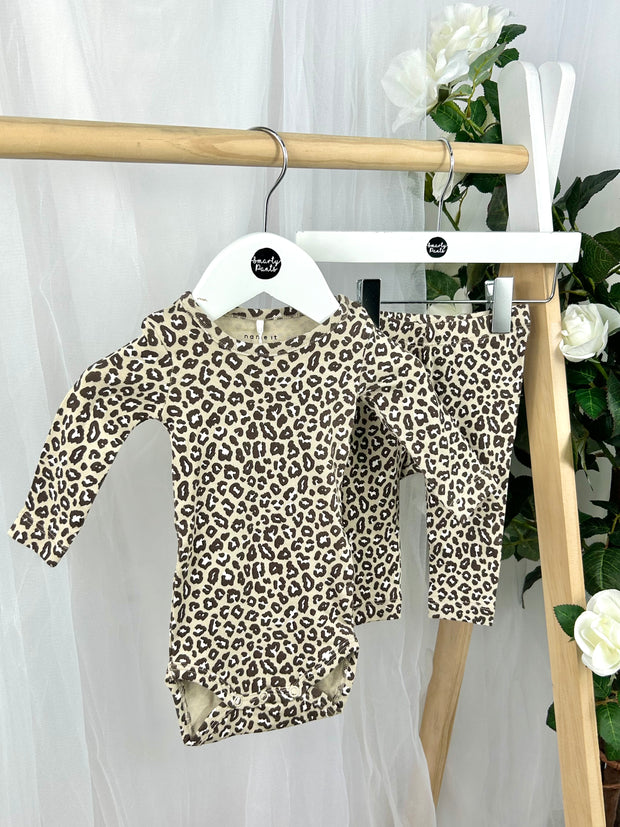 Name It Baby Girl Beige Animal Print Outfit Set (1M-18M)