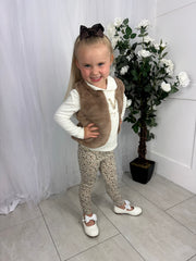 Girls 'Love' Neutral 3 Piece Gilet Outfit Set (2Y-5Y)