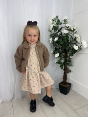 Girls Brown Sherpa Jacket & Dress (2Y-4Y)