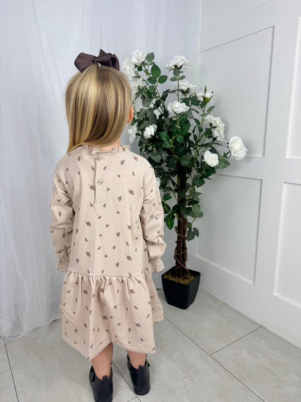 Girls Brown Sherpa Jacket & Dress (2Y-4Y)