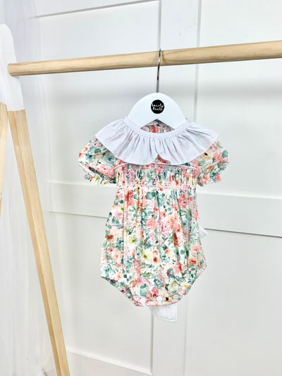 Baby Girl Floral Romper with Bow Back