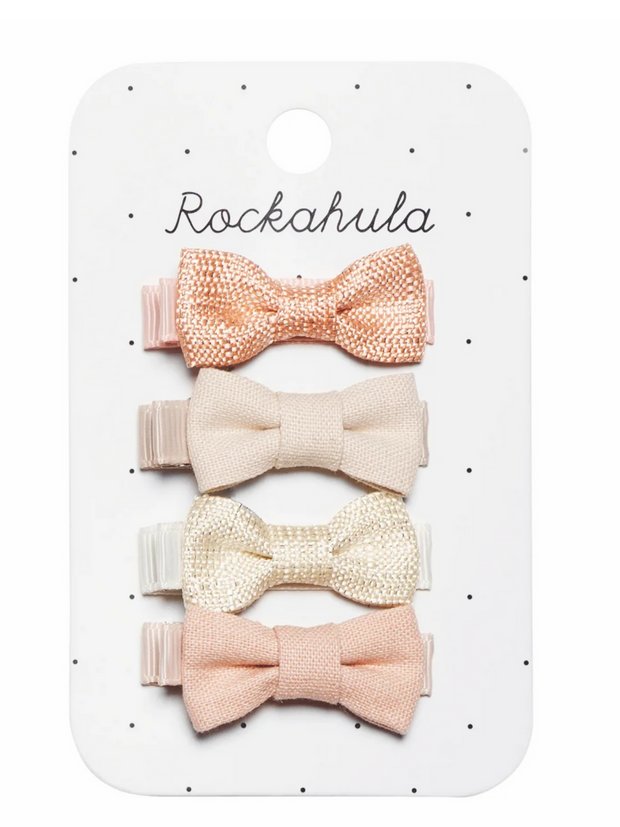 Flora Linen Mini Bow Clips