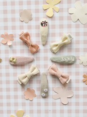 Flora Linen Mini Bow Clips